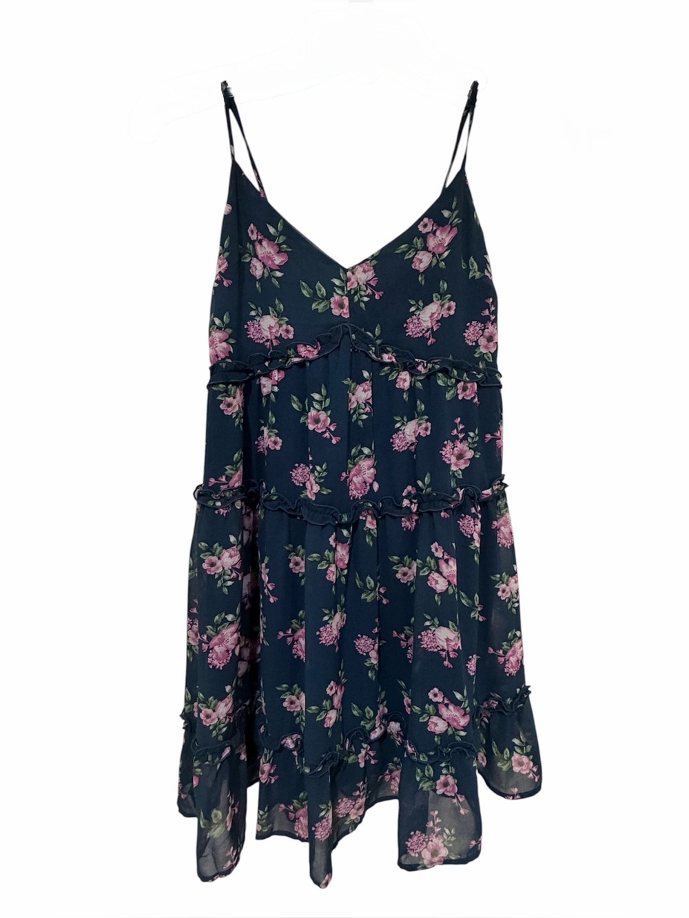Trixxi Navy Floral Mini Dress with Pink Roses Sundress Small NWT